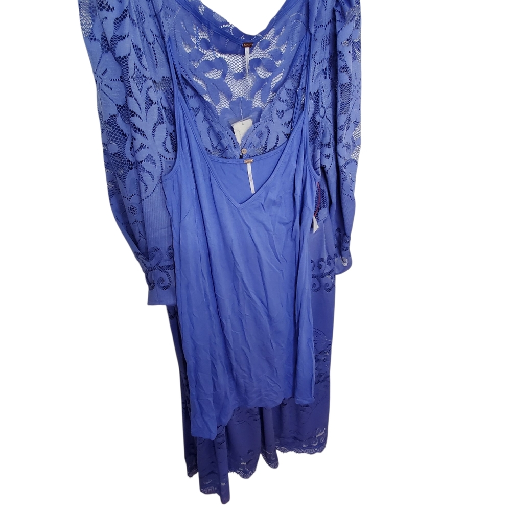 Free People Shadow Dance Midi Persian Jewel Blue Medium #155 Boho Dress - Picture 7 of 16